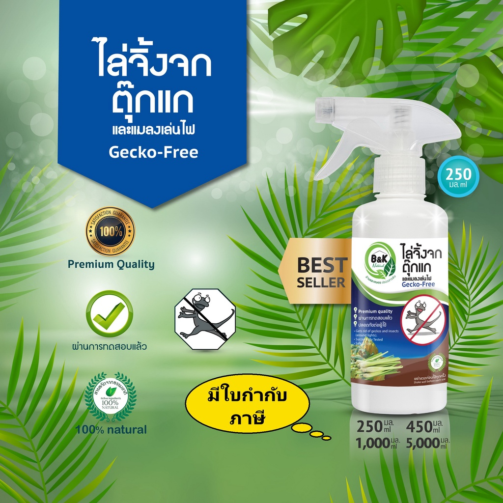 สเปรย์ไล่จิ้งจก ตุ๊กแก B and K Natural