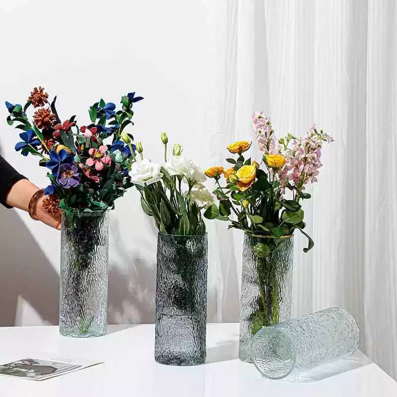 พร้อมส่งในไทย แจกันแก้วทรงสูง ตกแต่งห้องนั่งเล่น ห้องประชุม ได้สวยงาม