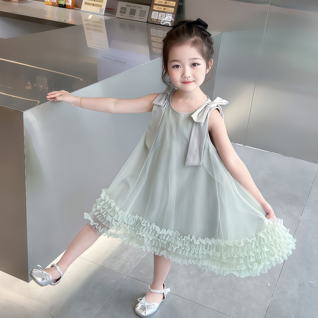 1-9 ปี ชุดแฟชั่นฤดูร้อน สำหรับเด็ก เดรสเด็กเกาหลี แขนกุด ชุดเจ้าหญิงเด็กผู้หญิง - รูปที่ 3