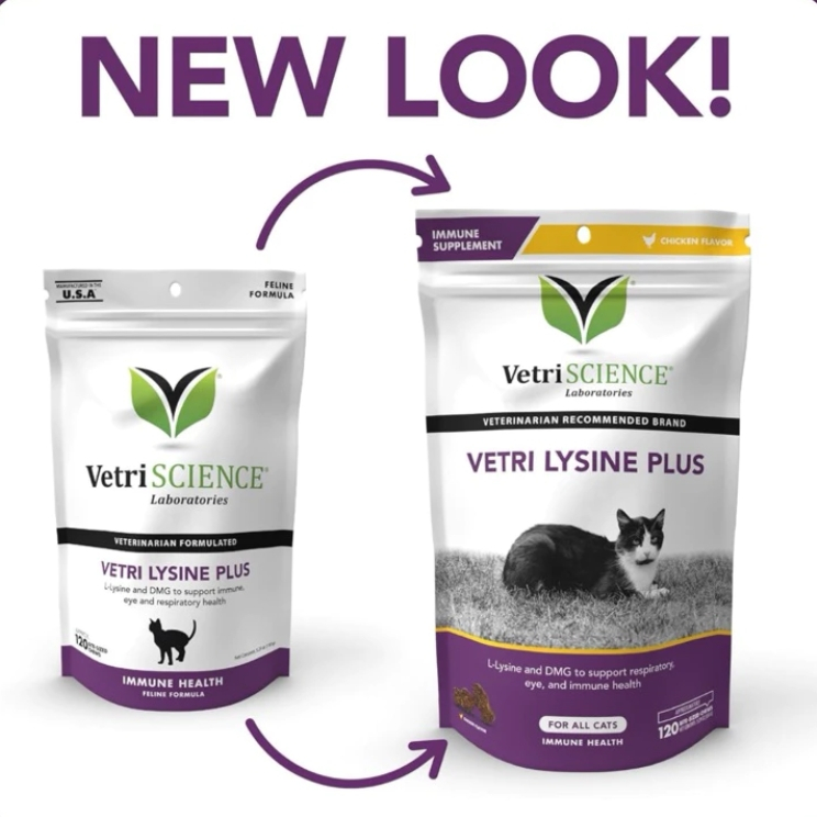 Vetri Science Lysine Plus 120 ชิ้น อาหารเสริม ช่วยกระตุ้นภูมิคุ้มกัน Vetriscience lysine catพร้อมส่ง