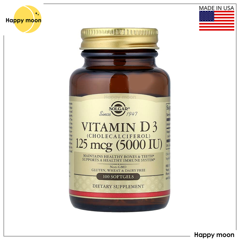 Solgar, Vitamin D3 (Cholecalciferol), 125 mcg (5,000 IU), 100 Softgels