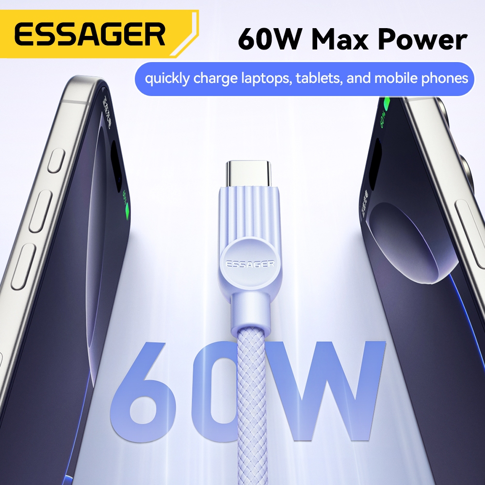 Essager 29W/60W/7A สายข้อมูล C-L/C-C/A-C สายดาต้าสองสี for ip Huawei Samsung Xiaomi - ภาพย่อย 2