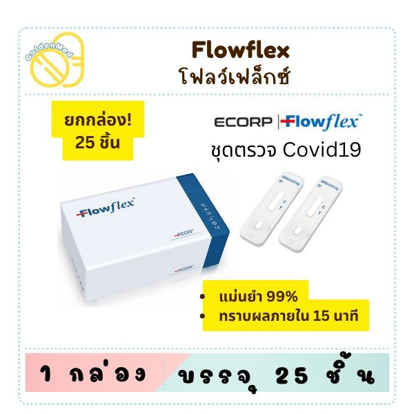 (ยกกล่อง25ชิ้น) ชุดตรวจโควิด ATK Flowflex Covid แบบแยงจมูก