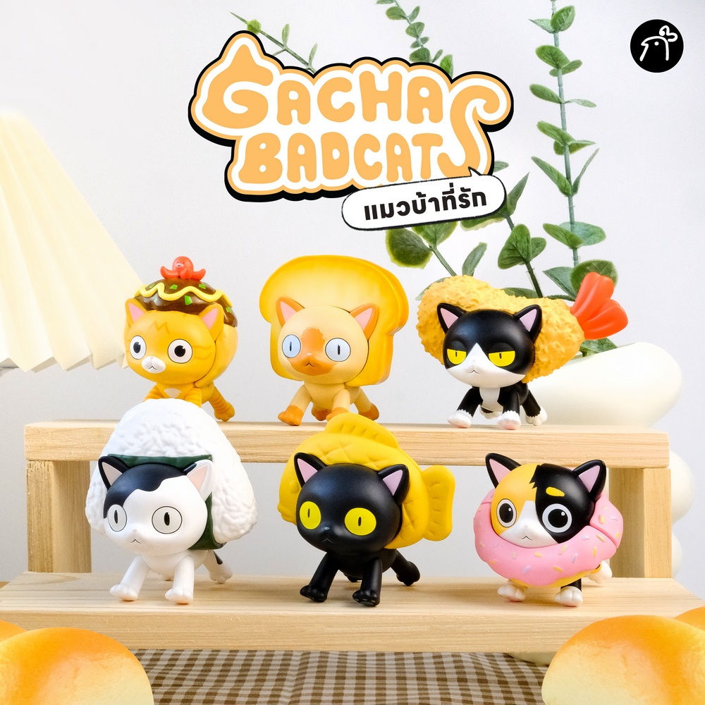 กล่องสุ่มแมวบ้าที่รัก สลับหมวกได้ [Gacha Bad Cats][**ยก Box กรุณากดให้ครบ 6 ตัว**]