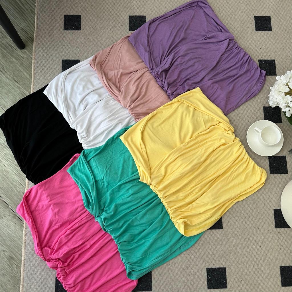 Labsy Top เสื้อแขนกุด คอเหลี่ยมแขนกุด ดีเทลย้นข้าง มีหลายสี