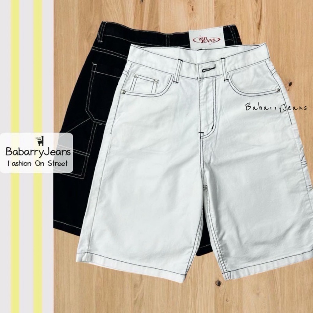 Babarry On Street (S-3XL) กางเกงขาสั้น ยีนส์5ส่วน ผ้าไม่ยืด รุ่นเรียบ คลาสสสิค