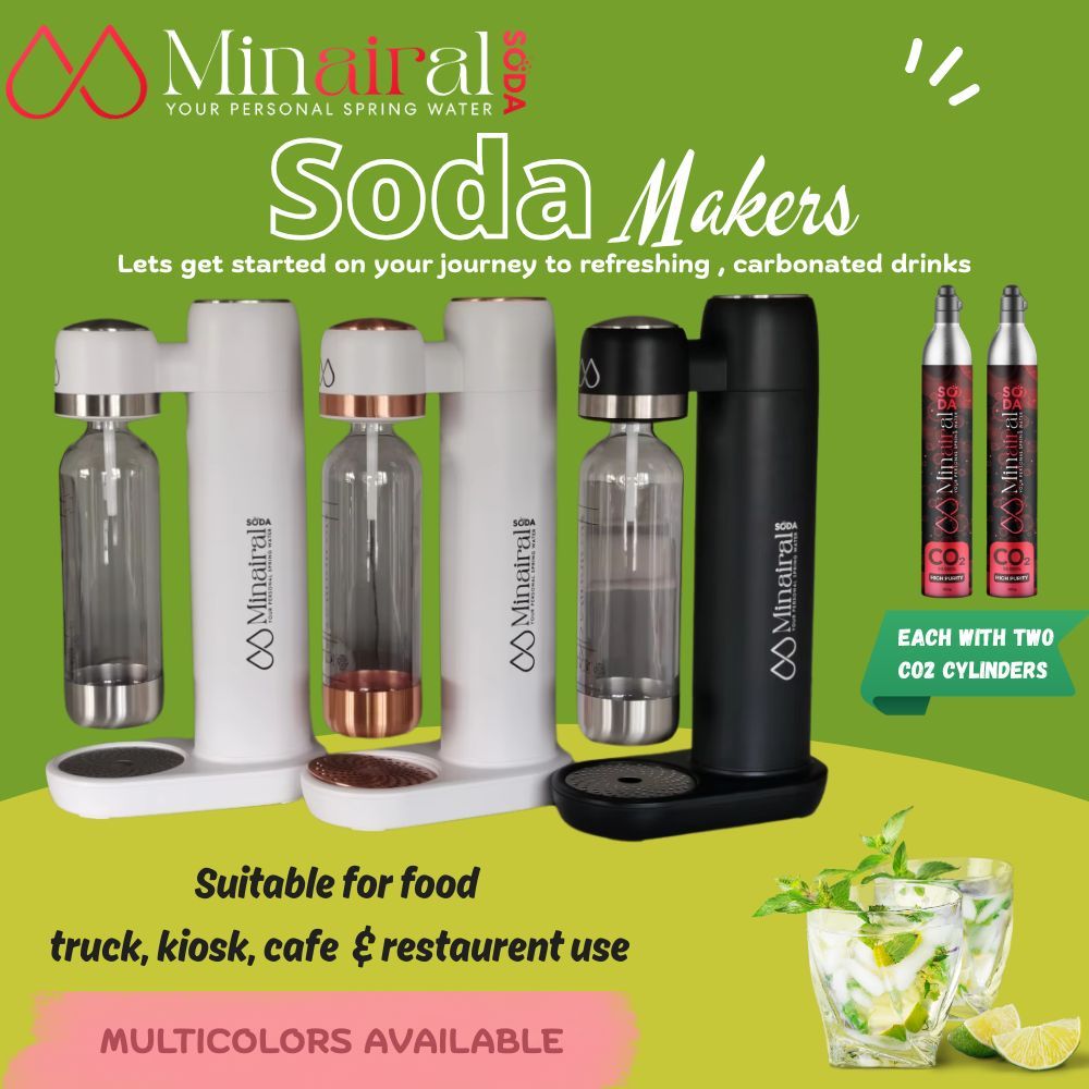 Soda Maker Set + 2 CO2 Cylinder Cafe Sparkling Juice Machine Refillable CO2 Gas Carbonated Beverage 