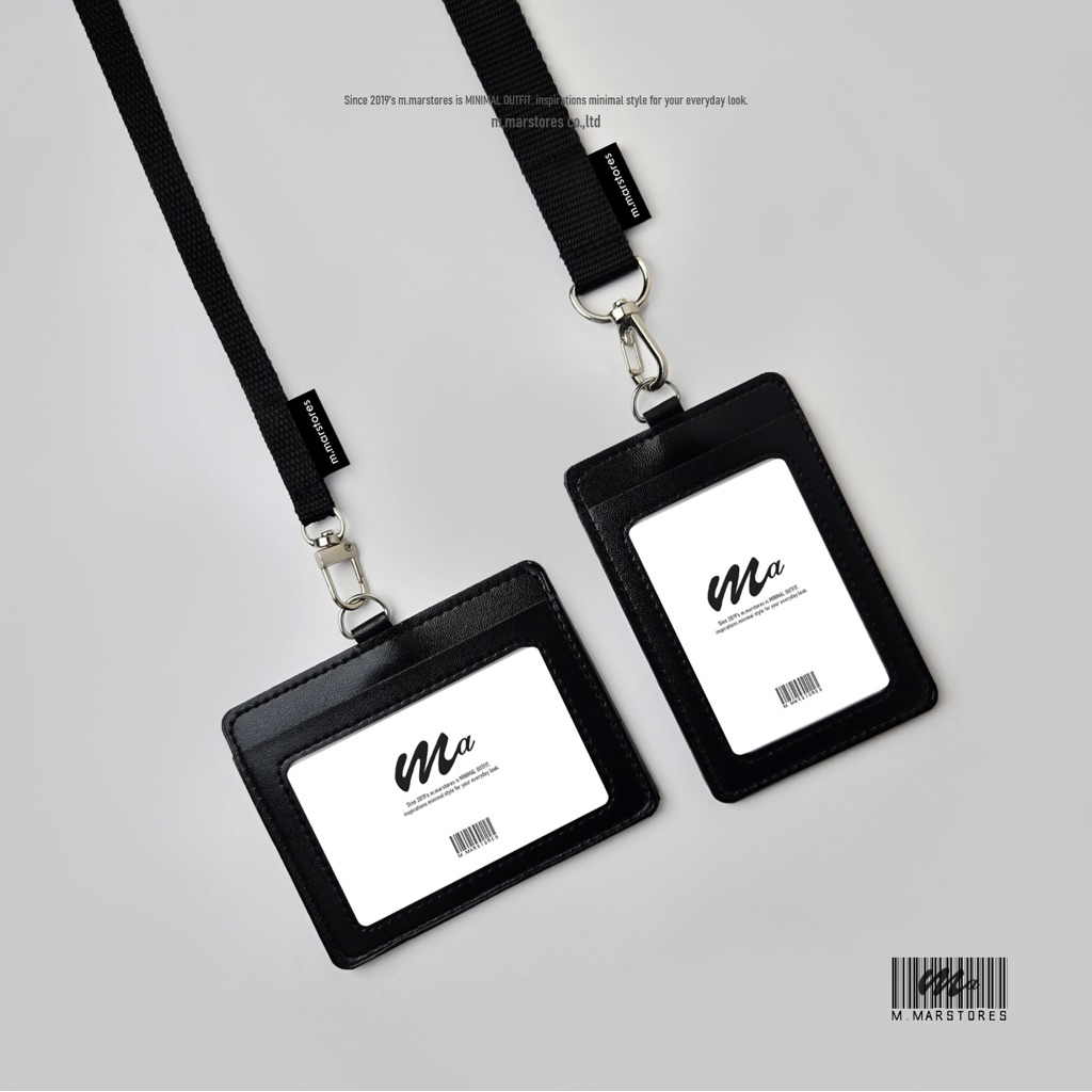 𝗟𝗘𝗔𝗧𝗛𝗘𝗥 𝗖𝗔𝗥𝗗 + 𝗦𝗧𝗥𝗔𝗣 𝟵𝟬 𝗖𝗠. [มีบริการสกรีนชื่อ] ที่ใส่บัตรแบบหนัง + สาย 90 cm. สามารถใส่บัตรได้ 2 ใบ