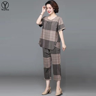 YOYO ชุดเซต 2 ชิ้น แฟชั่นผู้หญิงสไตล์เกาหลี คอกลม ใส่ได้หลาย…