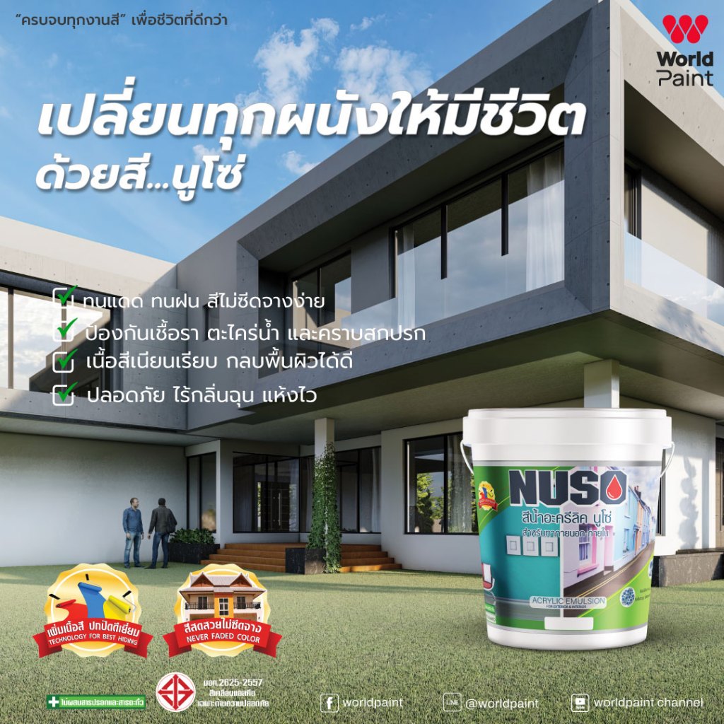 NUSO สีน้ำอะครีลิค สำหรับทาภายใน - ภายนอก ขนาด 3.5 ลิตร