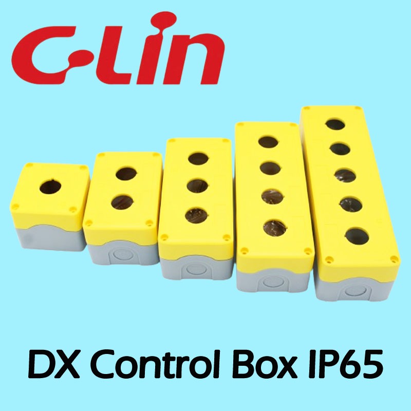 DX กล่องกันน้ำ กล่องใส่สวิทช์ปุ่มกด Pushbutton Box สีเหลือง 1ช่อง 2ช่อง 3ช่อง 4ช่อง 5ช่อง 6ช่อง รู22mm. IP65 ″C-LIN″