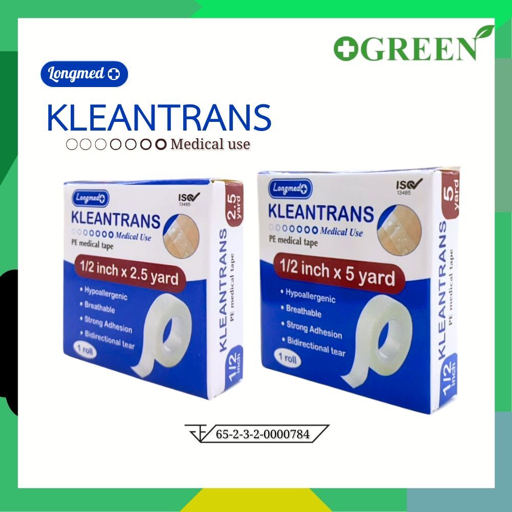 LONGMED Kleantrans pore  เทปแต่งแผล ชนิดใส เทปกาว คลีนพอร์ คลีนทรานซ ขนาด 2.5 หลา / 5 หลา [1ม้วน]