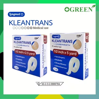 LONGMED Kleantrans pore เทปแต่งแผล ชนิดใส เทปกาว คลีนพอร์ คลีนทรานซ ขนาด 2.5 หลา / 5 หลา [1ม้วน]