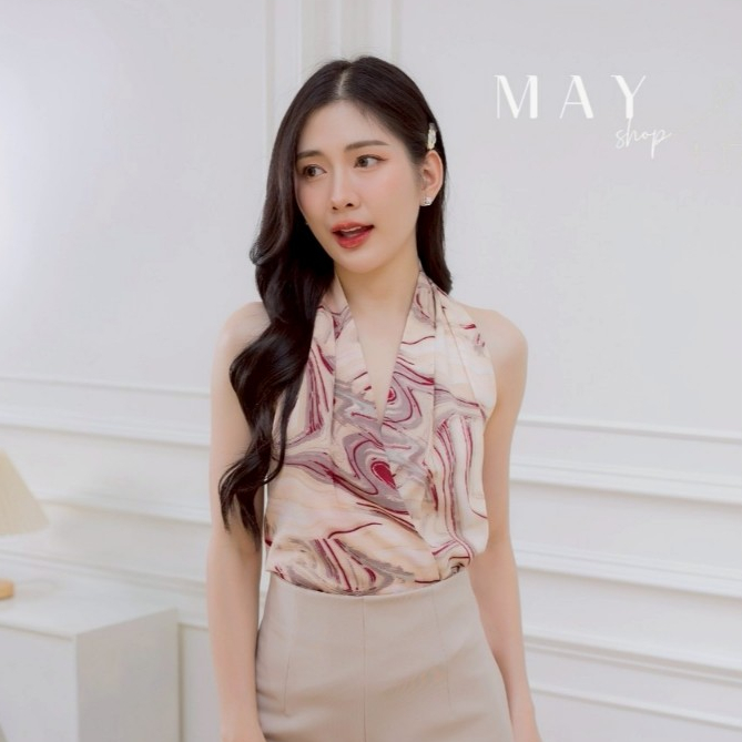 LT021 หินอ่อน เสื้อกล้ามคอวี เสื้อแขนกุด เสื้อใส่ทำงาน 🎉✨ใส่แล้วดูแพงมาก