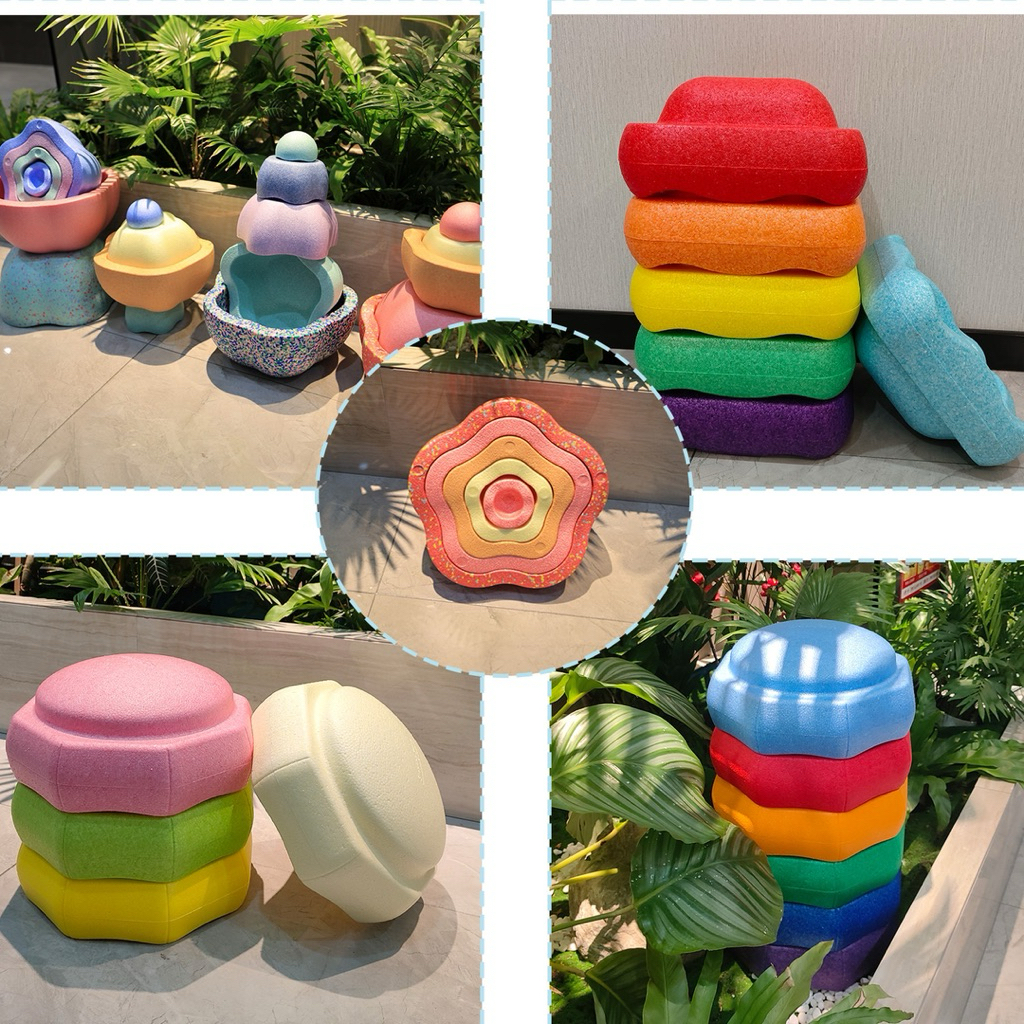 (พร้อมส่ง🇹🇭.)Rainbow Balance Stepping Stone & Nesting Star Stone ของเล่นเสริมพัฒนาการฝึกการทรงตัว - Sensory Play by KT