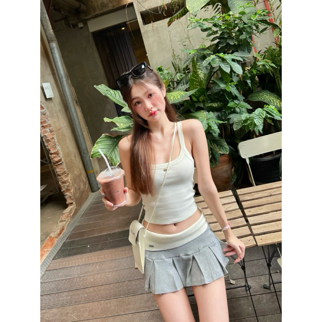 Unigam | DOUBLE MINI SKIRT สีเทา