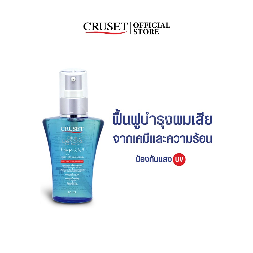 CRUSET บลูไดมอนด์ แฮร์ เซรั่ม บำรุงผม ลดผมแห้งเสียแตกปลายโดยเฉพาะ ให้ผมนุ่มลื่น เงางาม เรียบตรงอย่างโดดเด่น ขนาด 80 มล.
