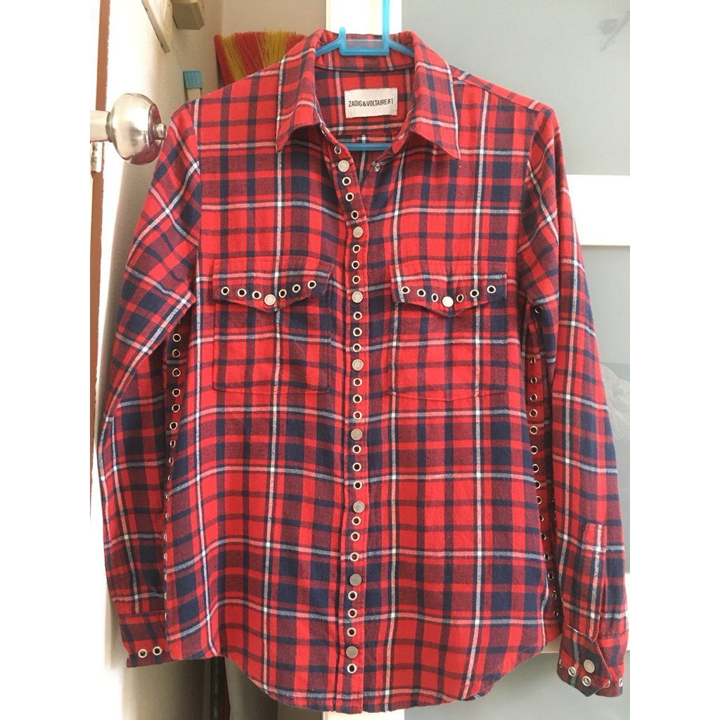 เสื้อเชิ้ตแขนยาวลายสก็อต Zadig & Voltaire แท้