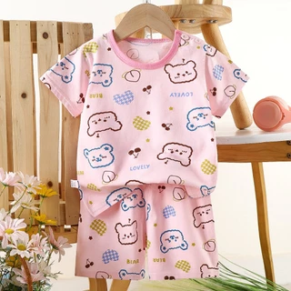 ชุดเสื้อยืดเด็ก ชุดนอนเด็ก ผ้าฝ้าย ใส่สบาย ลายการ์ตูน สำหรับเด็ก0-7ขวบ