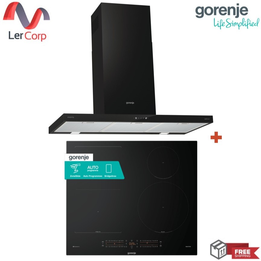 (Gorenje) เครื่องดูดควันชนิดติดผนัง WHT9SYB + เตาไฟฟ้า GI6432BSCWF อินดักชั่น 4 หัว