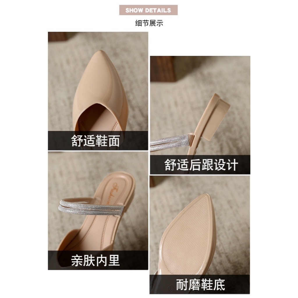 รองเท้าแตะคัทชู สายคาดเพชร ดีไซน์สวยทันสมัย  ใส่สบาย ส้นหนา3CM #L--633# - รูปที่ 6