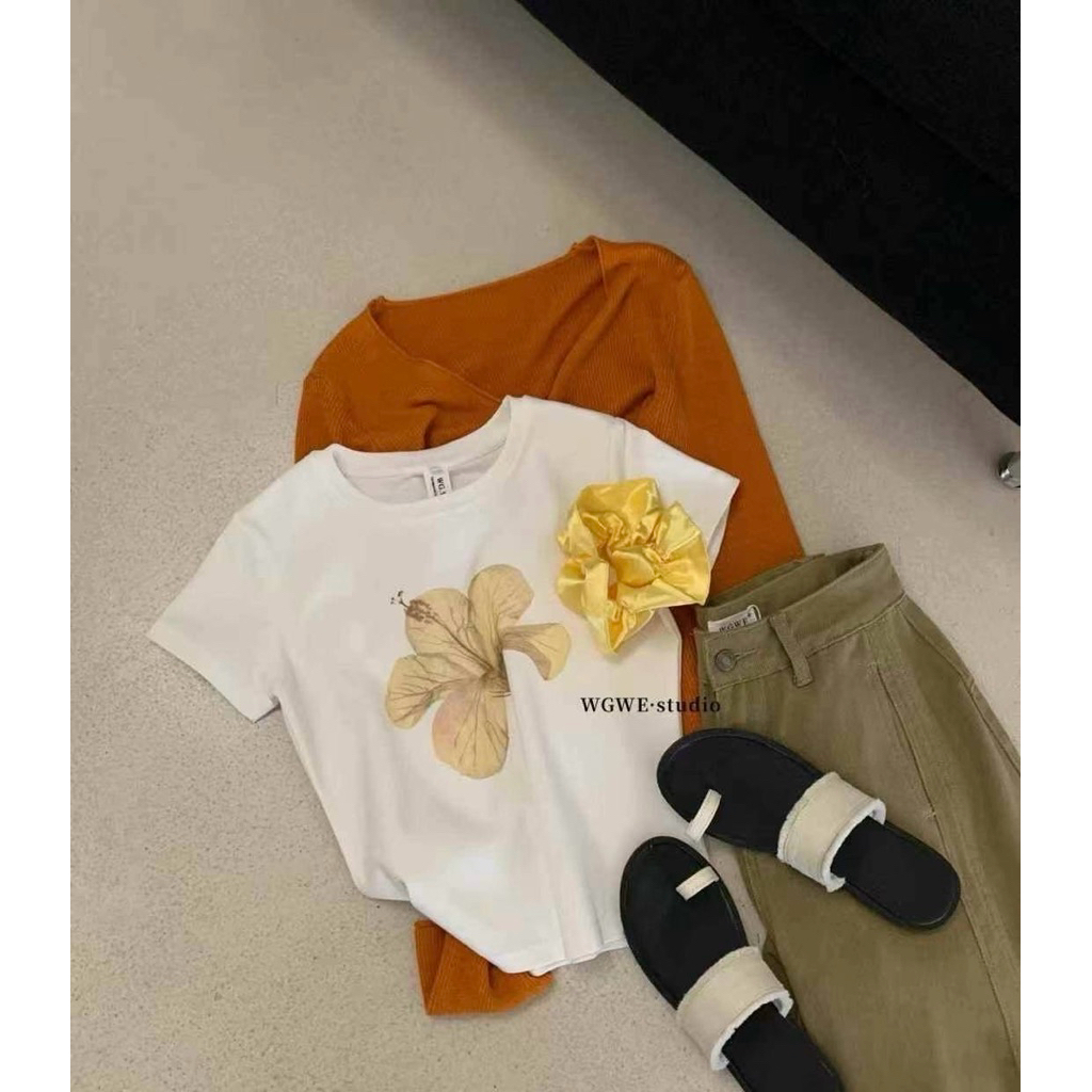 WG.WE 5809 🍄🌼 เสื้อยืดคอกลม สกรีนหน้าบอกเลยรุ่นนี้น่ารัก - รูปที่ 4