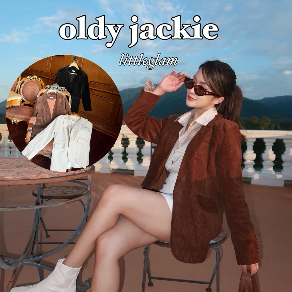 Oldy Jackie : เสื้อเบลเซอร์ผ้าลูกฟูก เกรดพรีเมี่ยม บุซับใน มีผ่าหลังอย่างดี
