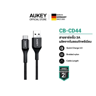 [สำหรับ iPhone 16] AUKEY สายชาร์จ 60W Nylon USB-A to C 3A QC3.0 + CarPlay&AndroidAuto CB-CD43/CD44