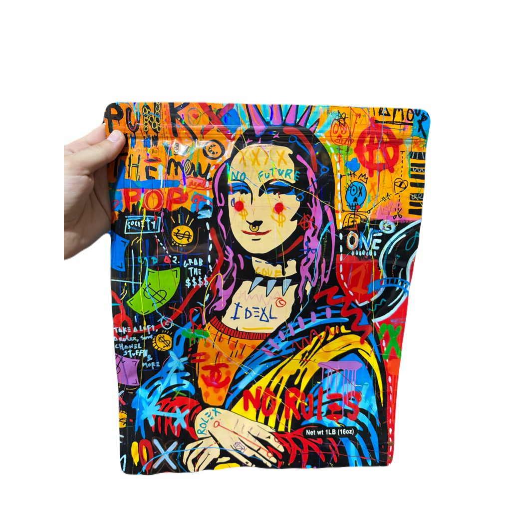 Mоna Lisa Art Mylar zip bag size 454 grams / 1 lb