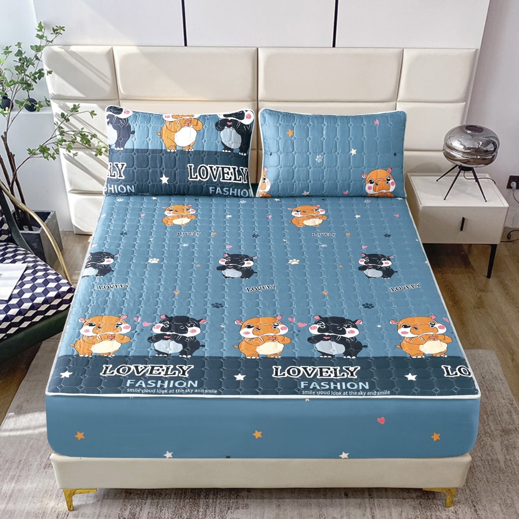 ผ้าปูที่นอน ผ้าปูเสริมใย ผ้าปูที่นอนมีรองกันเปื้อนในตัว ผ้าปูลายน่ารัก ผ้าปูที่นอนกันไรฝุ่น รัดมุม360องศา