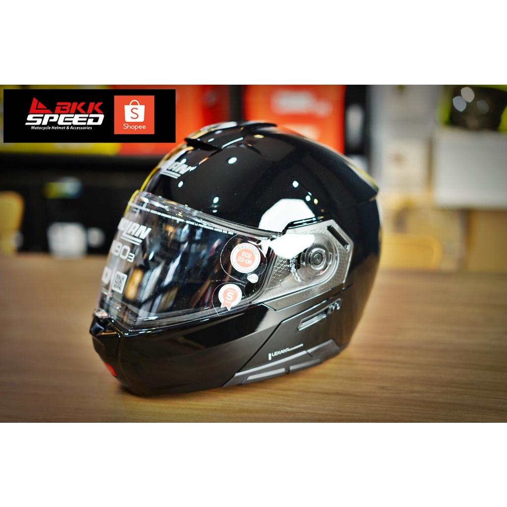 Nolan N90-3 Classico Black (301) ดำเงา ยกคาง จาก อิตาลี ECE R22.06