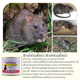 ซิงค์ฟอสไฟด์ 500กรัม เหยื่อกำจัดหนูชนิดผงแบบกระป๋อง