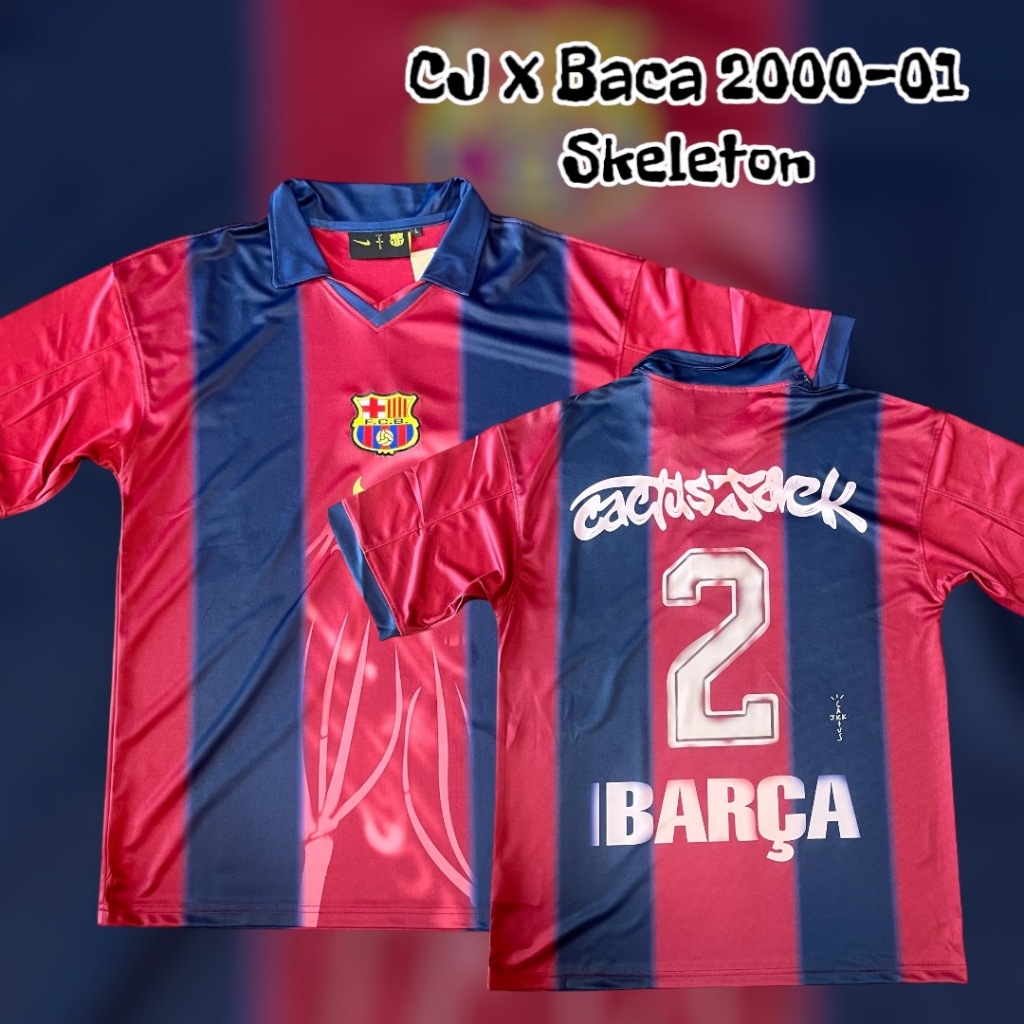 เสื้อบาซา  CJ x Fc barca Ske-lton 2000-01 ( Fan version ) ** ภาพถ่ายจากสินค้าจริง จัดส่งไว