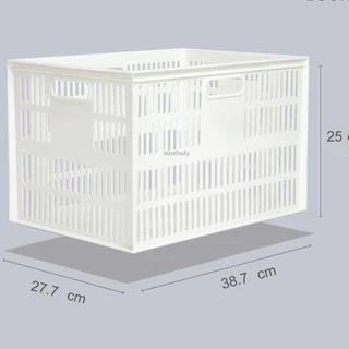 ตะกร้าอเนกประสงค์ สี่เหลี่ยมสีขาว ยี่ห้อ Keyway รุ่น DT-38 ขนาด 27.7 x 38.7 x 25 cm