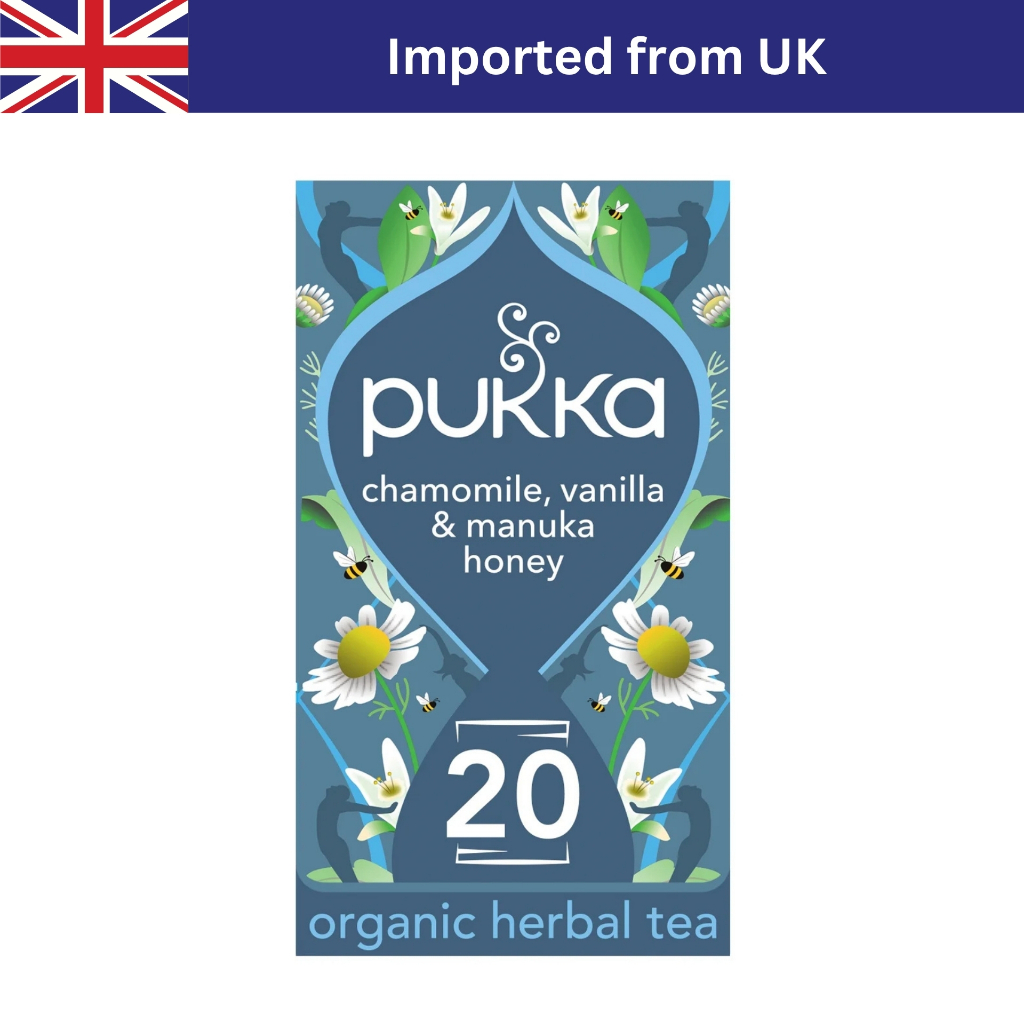 Pukka Chamomile, Vanilla & Manuka Honey Herbal Tea (20 Bags / 32g) ชาอังกฤษ ชาซอง ชาออร์แกนิก