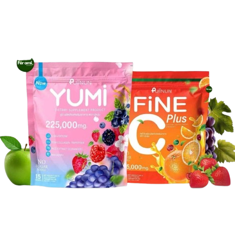 (1ถุง15ซอง)PUIINUN YUMI  น้ำชงยูมิ  ไฟนี่ ซี พลัส ปุยนุ่น FINE C PLUS Puiinun(ราคา/1ถุง)