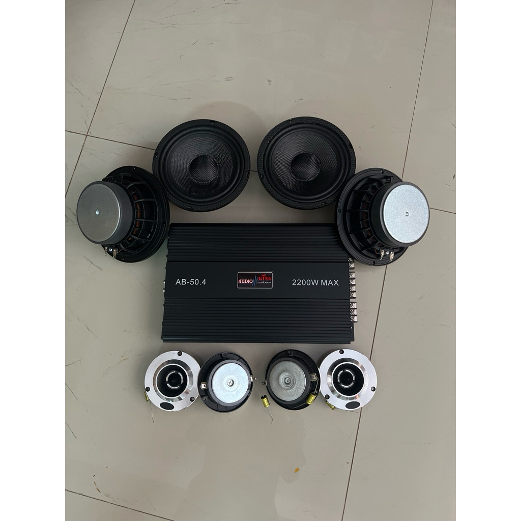 2390บาท 6.5“ 4ดอก แหลมจาน 4ดอก แอมป์4Ch AB 1ตัว ติดรถยนต์สินค้าใหม่