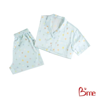 B'me ชุดนอนเสื้อแขนสั้นพร้อมกางเกงขาสั้น คอฮาวาย รุ่น ME8804 มี 4 สี สีวนิลา สีฟ้า สีม่วง