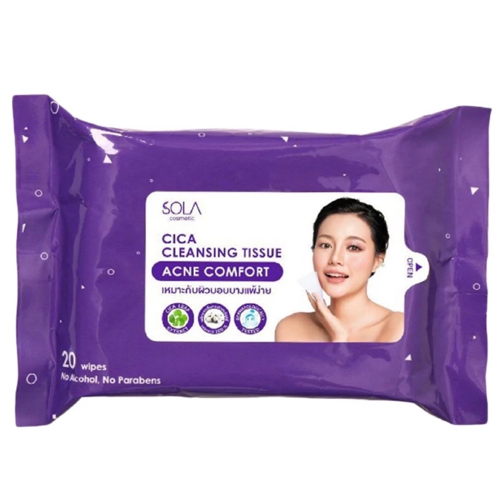 ทิชชู่คลีนซิ่ง Sola Cica Cleansing Tissue ( 20 แผ่น )