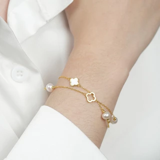Aurora Diamond สร้อยข้อมือมุกเเท้ Bright Pearl Collection เงินแท้ 92.5% (DBPL008)