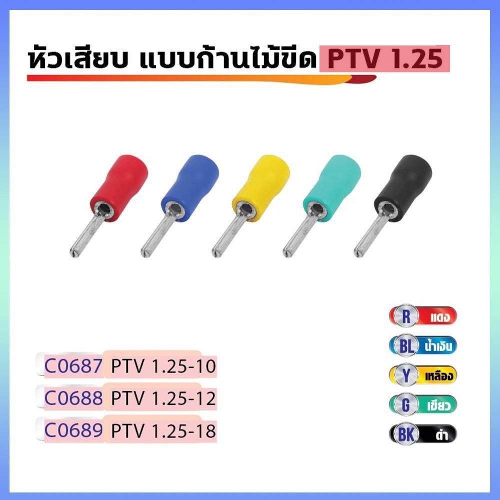 หางปลา แบบก้านไม้ขีดกลมหุ้มฉนวน PTV 1.25 (ตัวผู้)