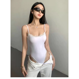 Cherryพร้อมส่ง👙 ชุดบอดี้สูทลูกไม้เซ็กซี่ เสื้อท็อป เอวลอย ทรงเข้ารูปแต่งขอบลูกไม้ Slimming ใส่แล้วดูหนุ่นดี แฟชั่นผู้หญ