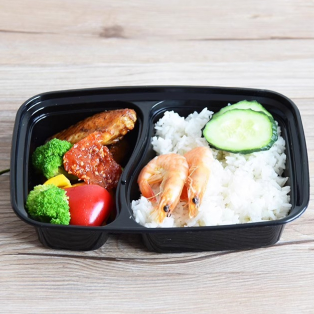 (ยกลัง) กล่องใส่อาหาร เบนโตะ2ช่อง ขนาด 750ML /1000ML (1ลัง บรรจุ 150ชุด) กล่องใส่อาหาร กล่อเหลี่ยมพลาสติกสีดำ - รูปที่ 2