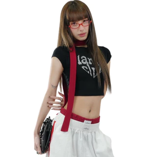 FlexTee เสื้อครอป สกีนเพชรแนบตัว ลามะ ทรงสวยผ้านุ่มมาก
