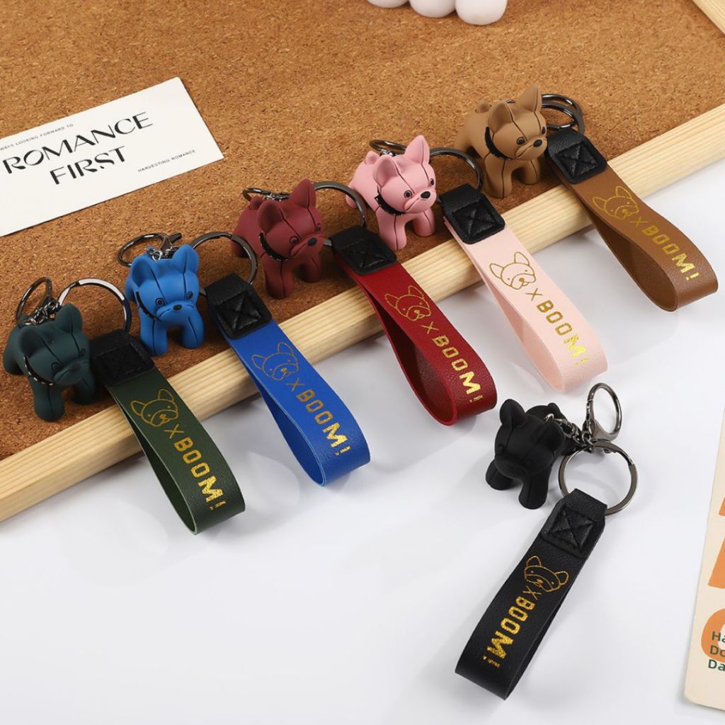 พวงกุญแจห้อยจี้การ์ตูนสุนัขน่ารักสไตล์ฝรั่งเศสสําหรับตกแต่งกระเป๋านักเรียน
