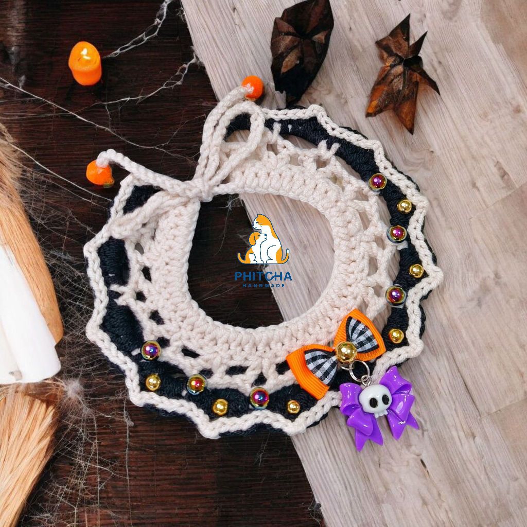H007 • ปลอกคอแมวฮัลโลวีน • ปลอกคอสุนัข • (สายผูก) • ปลอกคอสัตว์เลี้ยง ปลอกคอHalloween