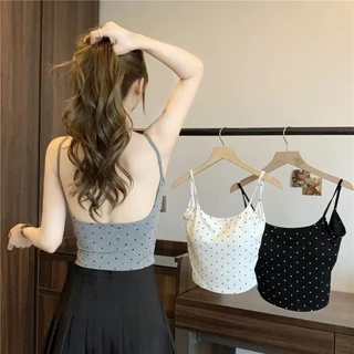 B-309 Polka Dot Topเสื้อสายเดี่ยวแต่งลายจุด มีบราในตัว เว้าหลังผ้านิ่มใส่สบาย