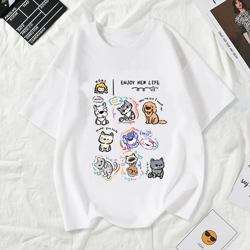 เสื้อยืดผู้หญิงแฟชั่นสาวลายการ์ตูนน่ารักฤดูร้อนเสื้อผ้าแฟชั่นส่วนเกาหลีสวมใส่สบายมาก#A179