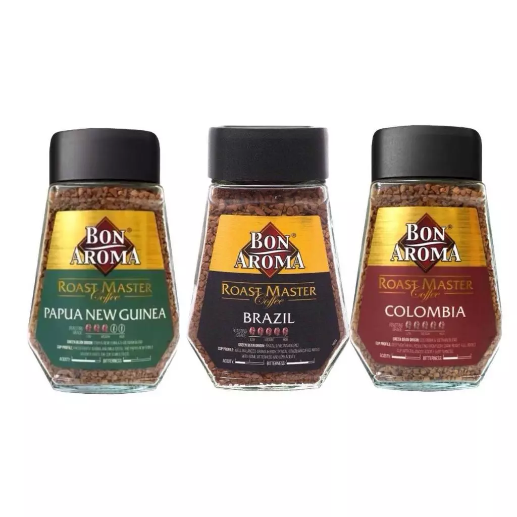 Bon Aroma บอนอโรม่า Roast Master Exclusive กาแฟสำเร็จรูป ( 3 สูตร ) ขนาด 100 กรัม