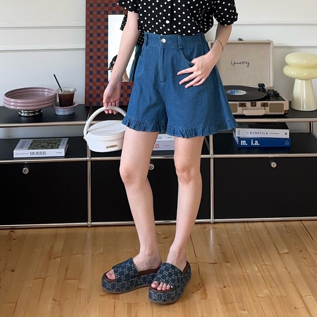 Kimmame - กางเกง รุ่น Lullaby Denim Shorts 2 สี